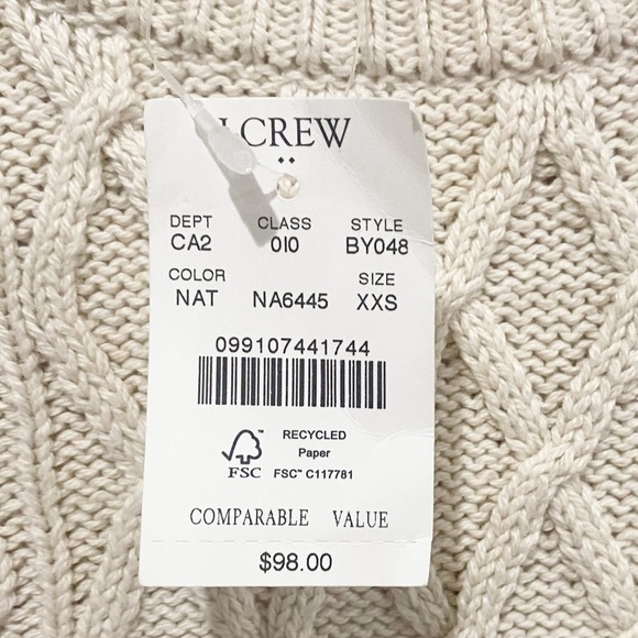 J CREW Cable Crewneck Sweater Coastal Classic Fisherman Size XXS - Picture 5 of 10